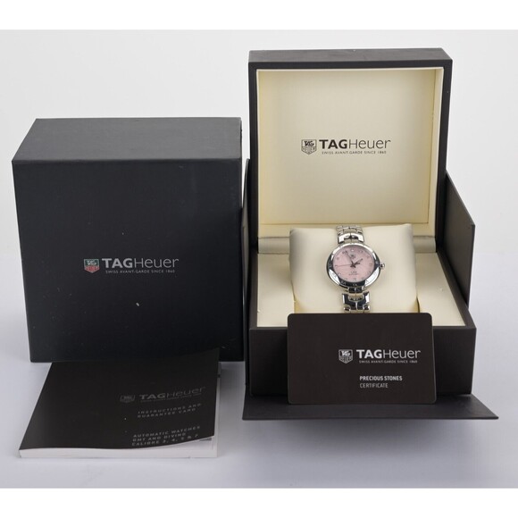 Tag Heuer Calibre 7 WAT2313 Automatic Pink Diamond Dial 35mm Ladies Watch w/ B&P main image 5